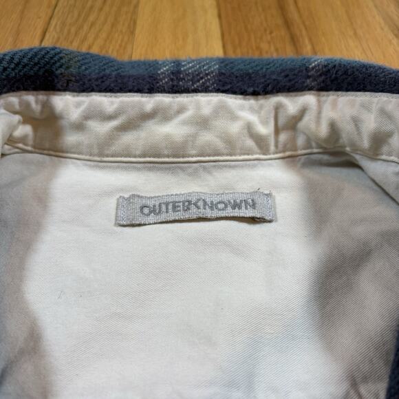 OUTERKNOWN Mens L Blanket Flannel Shirt Button Shacket Heavyweight Cotton - Picture 14 of 16